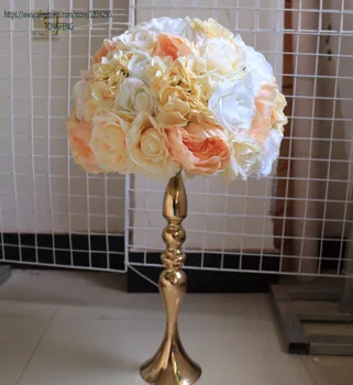 30 см Искусственные розы белого и шампанского Свадебные Торговые центры Супермаркеты Украшение стола Центральный Цветочный Шар