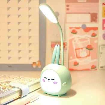 Милый мультяшный кролик Олень, светодиодная настольная лампа для защиты глаз, энергосберегающая лампа для чтения, зарядка через USB, складная настольная лампа в общежитии, офис