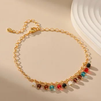 Покрытый медью кристалл цвета 18-каратного золота, браслет на ножной браслет, креативный дизайн в стиле пляжного курорта, подарки на день рождения.