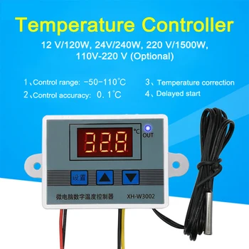 Цифровой регулятор температуры XH-W3002 Интеллектуальный переключатель контроля температуры Регулятор температуры домашнего аквариума инкубатора